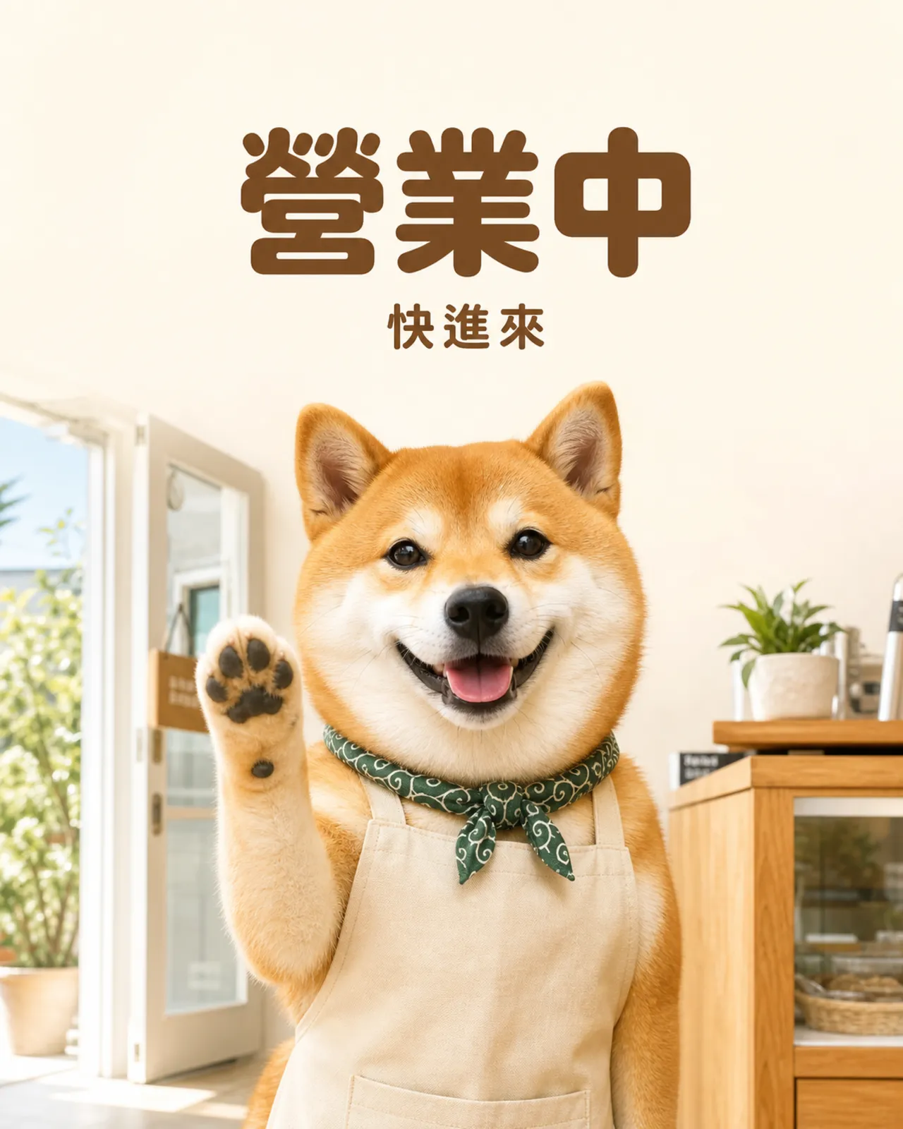 門口迎賓柴犬店長