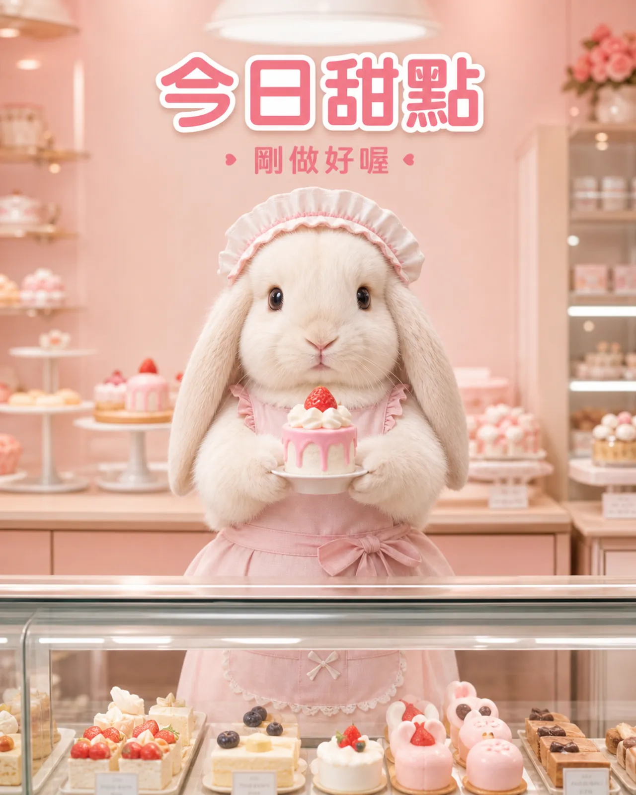 甜點櫃垂耳兔店員